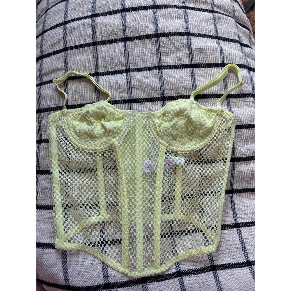 Out from Under (Urban Outfitters) yellow netted corset top size S